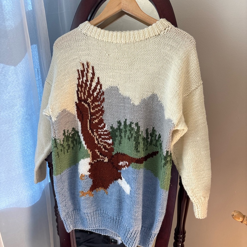Vintage handknit 90s Eagle outdoorsy mountains sweater